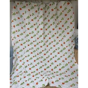 Vintage Wamsutta Full Comforter Bedspread Christian Dior Orange Red Rose Flower